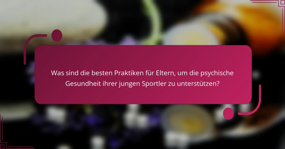 Was sind die besten Praktiken für Eltern, um die psychische Gesundheit ihrer jungen Sportler zu unterstützen?