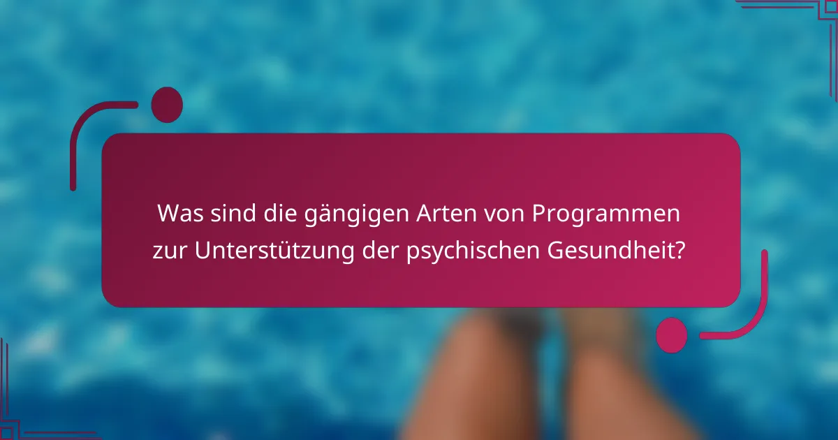 Was sind die gängigen Arten von Programmen zur Unterstützung der psychischen Gesundheit?
