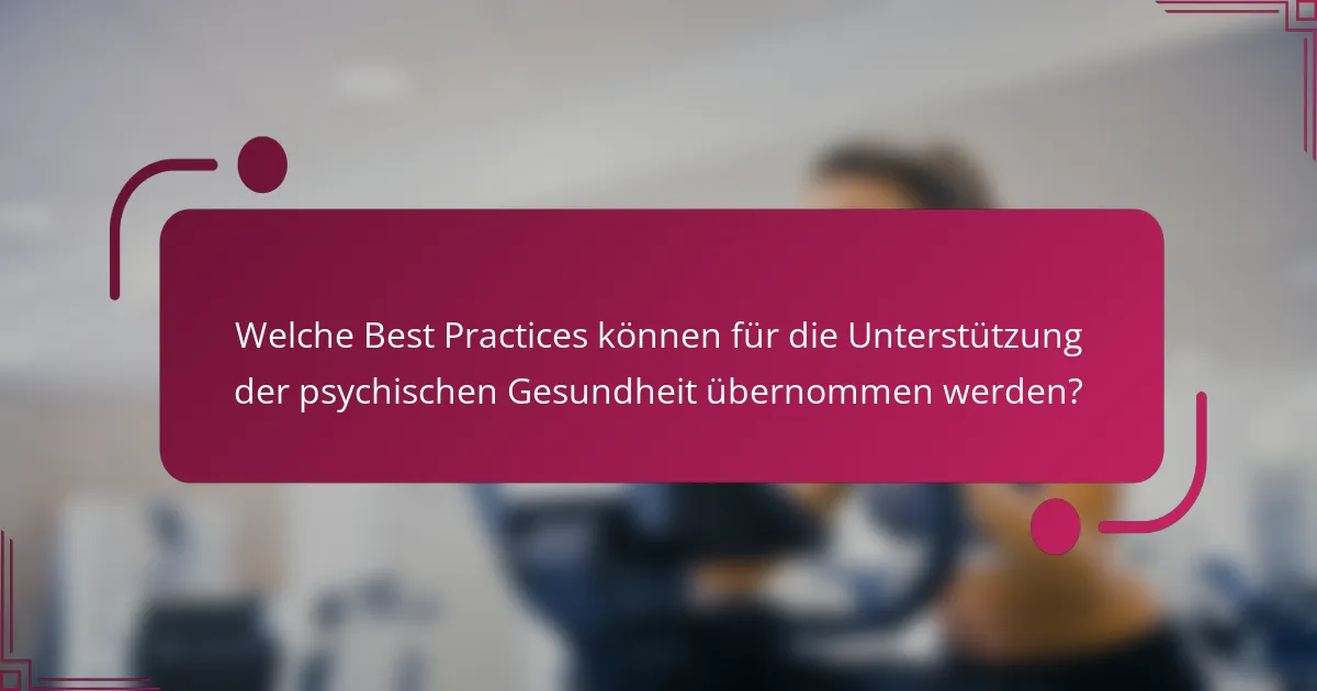 Welche Best Practices können für die Unterstützung der psychischen Gesundheit übernommen werden?