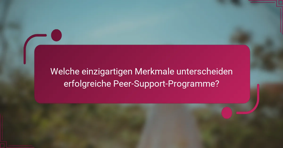 Welche einzigartigen Merkmale unterscheiden erfolgreiche Peer-Support-Programme?