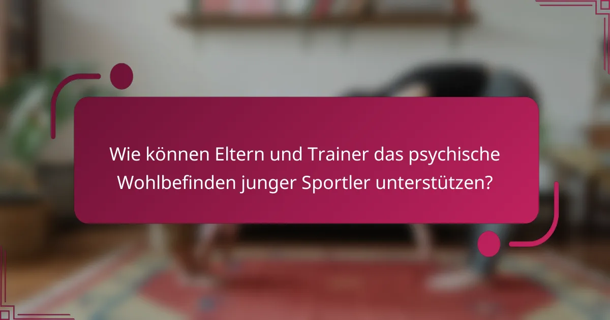 Wie können Eltern und Trainer das psychische Wohlbefinden junger Sportler unterstützen?